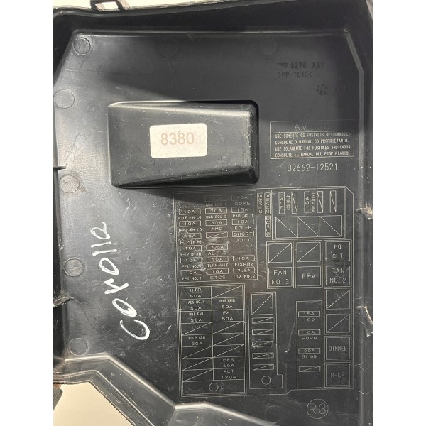 Tampa Caixa Fusiveis Toyota Corolla 2009 A 2014
